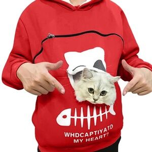 NWT Cat Pocket Hoodie with a Pouch for Your Kitty in Pink size Small